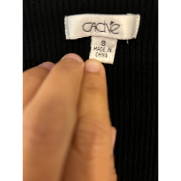 Cache Size S Black Cream Frail Ruffle Trim Cardigan Sweater Women - Picture 2 of 8